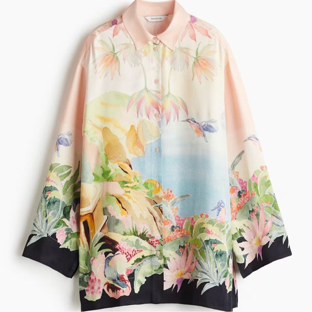 Floral and Scenic Print Shirt